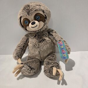 Plush Sloth 3 toe Plushology Soft Stuffed Toy 12" Brown Frosted Blue Eyes